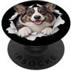 4CardiganWelshCorgiLovers Divertente cardigan gallese Corgi che sbircia carino amante dei cani mamma papà PopSockets PopGrip Adesivo