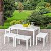 Dmora - Set Salotto da Esterno Sanremo, Composizione da Giardino con 1 Tavolo Rettangolare e 4 panchine, Salottino Indoor e Outdoor da PIC Nic, 100% Made in Italy, Bianco