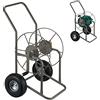 Relaxdays Carrello Avvolgitubo da Giardino, Carrellino Mobile per Acqua in Metallo, 2 Rotelle, Tubi Lunghi 80 m, Marrone