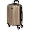 ITACA - Bagaglio A Mano Rigido Leggero Bagaglio A Mano 55X40X20 con 4 Ruote Silenziose Trolley Cabina Viaggio Aereo Ergonomico Durevole. Compatibile Ryanair, Champagne