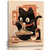 EKEYR Simpatico poster divertente con gatto nero, Ramen Noodles, immagini giapponesi di gatto nero, stampe artistiche da parete per cucina e sala da pranzo, senza cornice, 30,5 x 40,6 cm