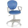 HJH Office 671010 sedia girevole per bambini KID COLOR G1 tessuto blu/grigio sedia da ufficio per bambini, poggiapiedi e seduta regolabili in altezza