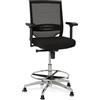 HJH Office 657550 Sedia da lavoro da banco TOP WORK 77 tessuto/mesh nero Sedia da ufficio alta, ergonomica, regolabile in altezza e poggiapiedi