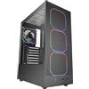 Mars Gaming MC-NEBULA Case Gaming ATX, 4 Ventilatori Line-Glow ARGB 120 mm, Frontal Mesh Metallico a Microforatura, CableHatch, Laterale in Vetro Temperato, Nero