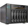 Asustor Lockerstor 6 Gen3 AS6806T, 6 Bay NAS, AMD Ryzen Quad-Core 2.3 GHz, 16GB RAM ECC DDR5, 4 M.2 NVMe Slots, 2 5GbE & 2 10GbE Port, USB4 Type-C, Network Attached Storage (Senza dischi)