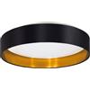 Eglo LED lampada da soffitto Maserlo 2, luce da soffitto | tessile, illuminazione da soggiorno in tessuto color oro e nero, plastica bianca, illuminante bianco caldo, Ø 38 cm