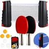 UBBOY Set ping pong:2 racchette6 palline,rete estensibile e borsa trasporto | Rete regolabile fino a 189 cm, adatta per interni, esterni, principianti e giocatori esperti