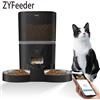 ZYfeeder Distributore automatico di cibo per gatti, modello 4L, con funzioni intelligenti, ideale per gatti e cani di piccola taglia, dotato di telecamera, timer, dosatore di cibo e doppia ciotola.