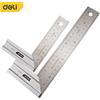 DELI Righello angolare da 90 gradi Righello a forma di L in acciaio inossidabile Righello a doppia faccia Strumento di misurazione Strumenti per la lavorazione del legno dritti in metallo