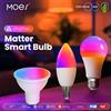 MOES Matter WiFi GU10 Tuya Lampadina Intelligente Luce Led Dimmerabile 16 Milioni di Colori RGB C + W Lampada a Candela Controllo Vocale Alexa Google Casa