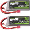 OVONIC Batteria Lipo OVONIC 2s 7.4V 120C 2200mAh Shorty Pack con Connettore Deans per Aerei, Elicotteri, Auto RC e Aeroplani RC, Confezione da 2