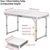 NONE Tavolo da picnic pieghevole da 120 cm, grande tavolo da campeggio portatile in lega di alluminio per giardino esterno, spiaggia, barbecue, barbecue, pesca e parco
