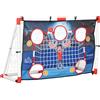 HOMCOM Porta da calcio e gabbia da pallamano da esterno 2 in 1, porta con 5 aree di tiro, pallone da pallamano gonfiabile, pompa, picchetti a U per il terreno, telaio leggero
