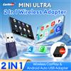Carlinkit Mini Ultra CarlinKit 5.0 Adattatore Wireless 2-in-1 per Android Auto e CarPlay, da Cablato a Wireless per Auto con CarPlay e Android Auto Cablati