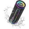 MLOVE Altoparlante Bluetooth portatile MLOVE E80 - Suono potente a doppia via, illuminazione RGB colorata, completamente impermeabile (IPX7), con funzione TWS