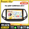 podofo Autoradio Android Podofo 8+128G con AI Voice Snapdragon e Carplay per JEEP COMPASS 2017, Navigazione GPS, BT, WIFI, FM, RDS, EQ, Audio 2DIN