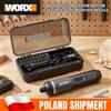 WORX WX242 Cacciavite elettrico senza fili 4V, set di mini cacciaviti elettrici intelligenti con 7 impostazioni di coppia regolabili, batteria da 2Ah, ricarica USB-C, 30 punte, per riparazioni