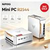 nipogi Mini PC NIPOGI AMD Ryzen R2544, supera il 4300U fino a 3.7GHz, 16GB DDR4, 512GB, triplo display 4K, Windows 11 PRO, PC desktop per ufficio e casa.