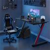 NONE Scrivania da gaming 80x52 cm, tavolo da gaming, tavolo per PC con gancio per cuffie e rivestimento in fibra di carbonio