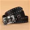 NONE Nuove Cinture da Donna di Alta Qualità, Marca di Lusso, Stile Punk Goth con Borchie, Cintura Nera Unisex per Jeans, Fibbia a Forma di Teschio, Cintura da Uomo