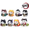 Bandai Set di 8 Statuette Demon Slayer in Versione Q, Tanjiro Nezuko Inosuke Zenitsu, Serie Lucky Cat, Modelli in PVC, Regalo di Compleanno