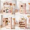 Robud Cucina Giocattolo in Legno Rosa per Bambini Robud, Set Completo con Forno, Frigorifero e Lavatrice, Regalo di Compleanno Perfetto per Piccoli Chef