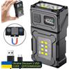 ESMARTER Lanterna da campeggio super luminosa con luce di emergenza COB laterale, mini torcia LED ricaricabile USB, torcia portatile con magnete sul retro