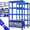 NONE Set di 2 scaffali per carichi pesanti 180x90x40 cm, portata 875 kg, 175 kg per livello, scaffalatura a 5 piani e banco da lavoro, scaffalatura a 5 gradini per seminterrato, scaffale portaoggetti
