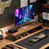 NONE Supporto Ergonomico per Monitor in Legno con Ripiano Portaoggetti, Base in Metallo per Schermo di Computer, Laptop, Display Curvo, Gamepad, Tastiera e Organizer da Scrivania
