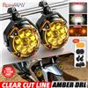 BraveWAY Faro LED BraveWAY per Moto con Luce Ambra Halo DRL, Funzione Strobo, Doppia Lente Bianca e Gialla, Fendinebbia con Linea di Delimitazione Chiara, Luce Ausiliaria per Moto e Uso Fuoristrada
