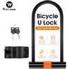 West Biking Lucchetto per Bicicletta WEST BIKING a Doppia Apertura, in Lega di Zinco, Antifurto, con Chiave in Rame, per Bici, Moto ed E-Bike
