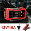 NONE Caricabatterie per Auto 12V 10A, Caricatore Intelligente a Impulsi per Batterie al Piombo di Auto, Moto e Camion, con Display LCD