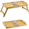 NONE Vassoio Multifunzionale in Legno con Gambe Pieghevoli - Tavolino in Bambù 50x30 cm - Colazione con Maniglie, Gambe Retrattili, Ideale per Letto, Divano e PC, ciotola tibetana, piatti decorativi,