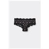 Tezenis Culotte Brasiliana Microfibra Stampata E Pizzo Riciclato Donna Nero