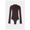 Tezenis Body Manica Lunga Pizzo Floreale Senza Cuciture Donna Marrone