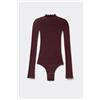 Tezenis Body Manica Lunga Pizzo Floreale Senza Cuciture Donna Rosso
