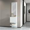 Dmora - Mobile da ingresso Vitale, Armadietto multifunzione con specchio, Scarpiera a 1 anta, 45x35h190 cm, Bianco