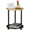 Relaxdays Tavolino da Salotto con Rotelle, Tavolo Rotondo, Design Moderno, bambù, HxD: 49x40 cm, Nero Marrone Naturale