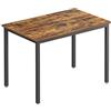 VASAGLE Tavolo da Pranzo, Tavolo da Cucina, 70 x 110 x 77 cm, per 4 Persone, Scrivania, Design Industriale, Marrone Vintage e Nero Opaco KDT081B01