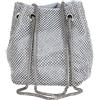 CORIOS Borsa da Sera Donna con Strass Glitterata - Pochette a Tracolla Brillante e Scintillante - Secchiello a Mano e Spalla per Cocktail, Festa, Ballo, Cerimonia - D'argento