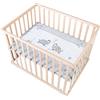 roba Box Rettangolare per Bambini Jumbo Twins - 75 x 100 cm - con Materassino e Ruote con Freni - 3 Altezze Regolabili - 0-24 Mesi - Legno Naturale