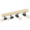 Eglo lampada da soffitto Townshend 3, plafoniera vintage a quattro punti | luce, dal design industrial, lampada retrò in acciaio e legno, nero, marrone, E27