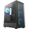 DeepCool CC550 4F, torre media, PC, nero, Mini-ITX, Micro ATX, ATX, ABS (acrilonitrile butadiene stirene), SPCC, vetro temperato, ecc