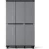 SPACEO Armadio per scope Gary SPACEO in polipropilene, grigio e nero L 102 x H 170 x P 39 cm 3 ante, adatto per interno/esterno riparato