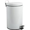 MSV - Pattumiera per cosmetici da bagno - Acciaio inossidabile con secchio interno rimovibile - Elegante pattumiera a pedale - Compatta e pratica - Bianco - 12L