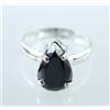 Anello Uomo Con Diamante Nero Taglio Pear 7 Ct In Argento 925 Solitario