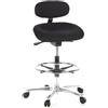 HJH Office 608300 Sedia da Ufficio alta WORK MF Tessuto, Sgabello Girevole, con Poggiapiedi e Rotelle, Regolabile in Altezza, Nero