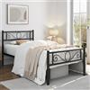 Yaheetech Struttura Letto Singolo in Ferro per Materasso 90 x 190 cm | Ferro Battuto con Doghe, con Testiera Elegante, Stile Rustico Moderno, per Camera da Letto, Struttura Robusta, Nero