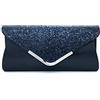CORIOS Clutch Bag con Paillettes, Pochette Piccolo con Catena, Borsa Cerimonia da Sera Donna Elegante a Tracolla per Sposa, Cocktail, Festa, Ballo Blu Scuro