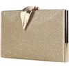 CORIOS Borsetta da Sera Donna Borsa a Mano con Fibbia a Foglia Chiusura Borsa a Spalla Clutch Piccolo con Catena Elegante Pochette Borsa a Tracolla per Cocktail Festa Ballo Cerimonia Oro